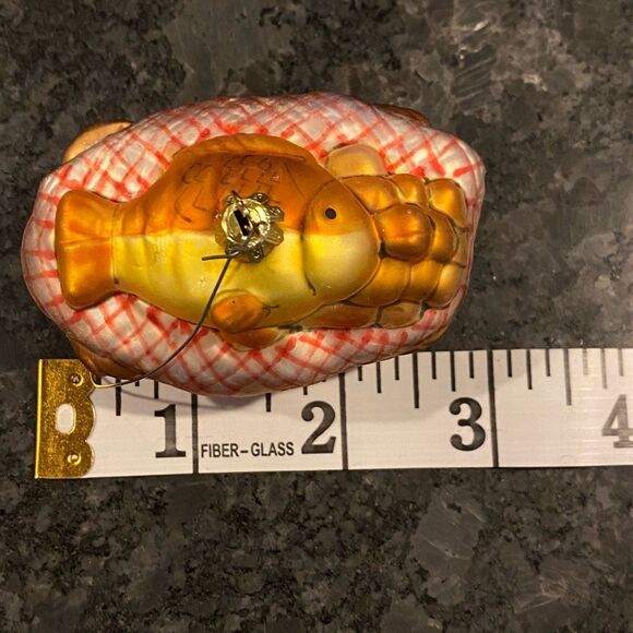 Department 56 fish and loaves Christmas tree ornament glass gold basket bread - Picture 7 of 7